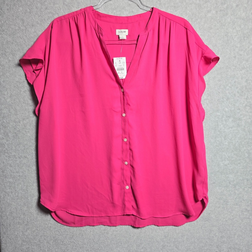 J Crew Women's Size XL Pink Flutter Sleeve Sheer Fairy Blouse Top Shirt Coquette